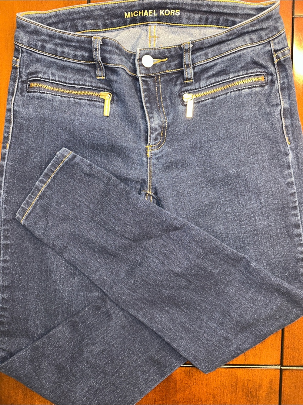 Michael Kors Dark Blue Skinny Jeans with Gold Trim